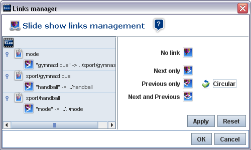 Links management next only and circular